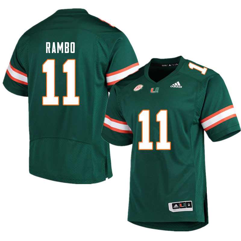 Men #11 Charleston Rambo Miami Hurricanes College Football Jerseys Sale-Green - Click Image to Close